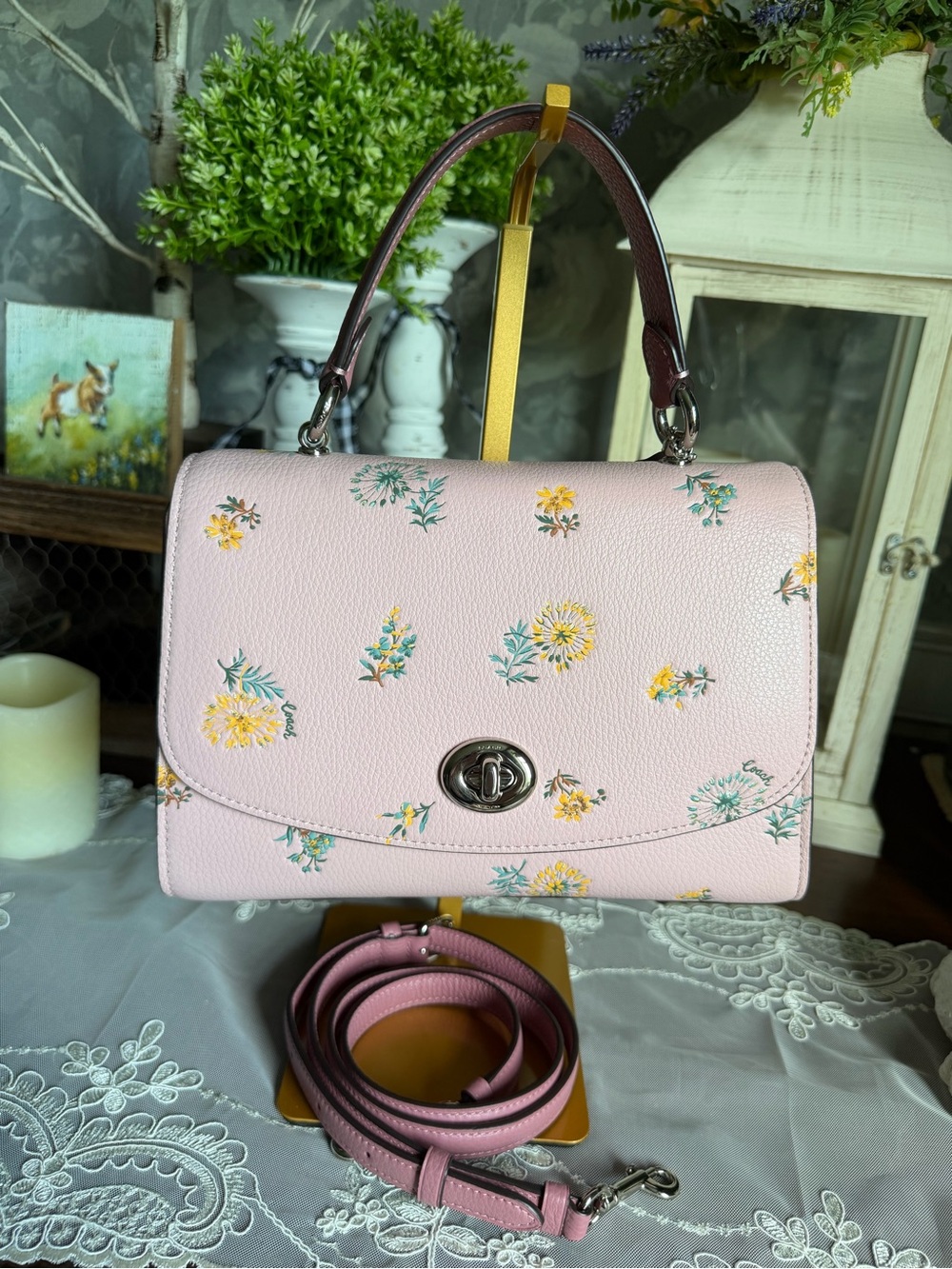 Coach Dandelion Blossom Floral Print Tilly Top Handle/Shoulder Purse